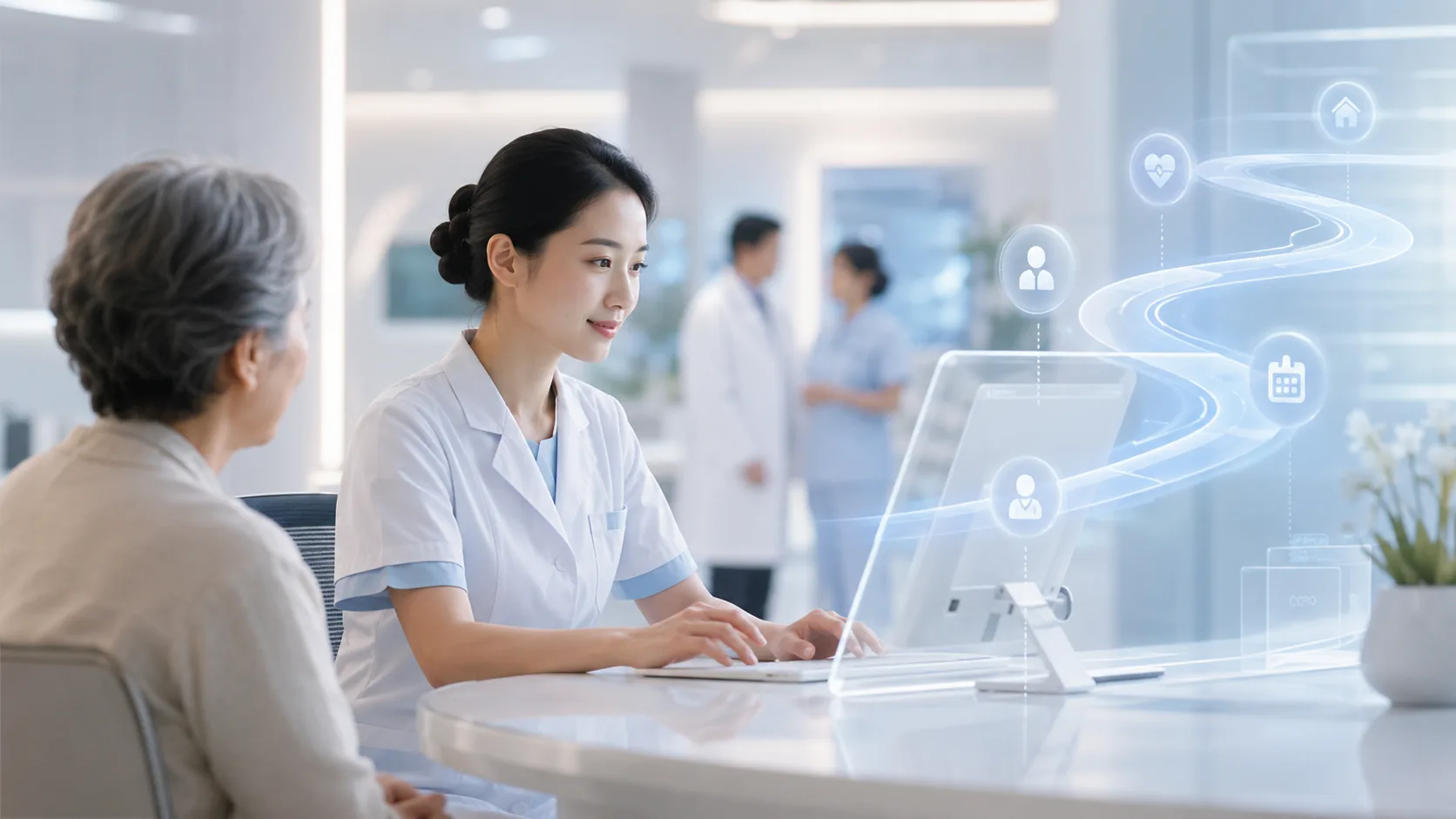 医疗服务场景中医生和患者查看 AI 辅助信息